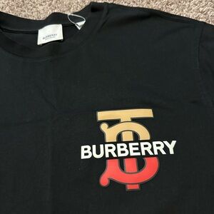 Burberry Black Tee with Red and Tan Logo